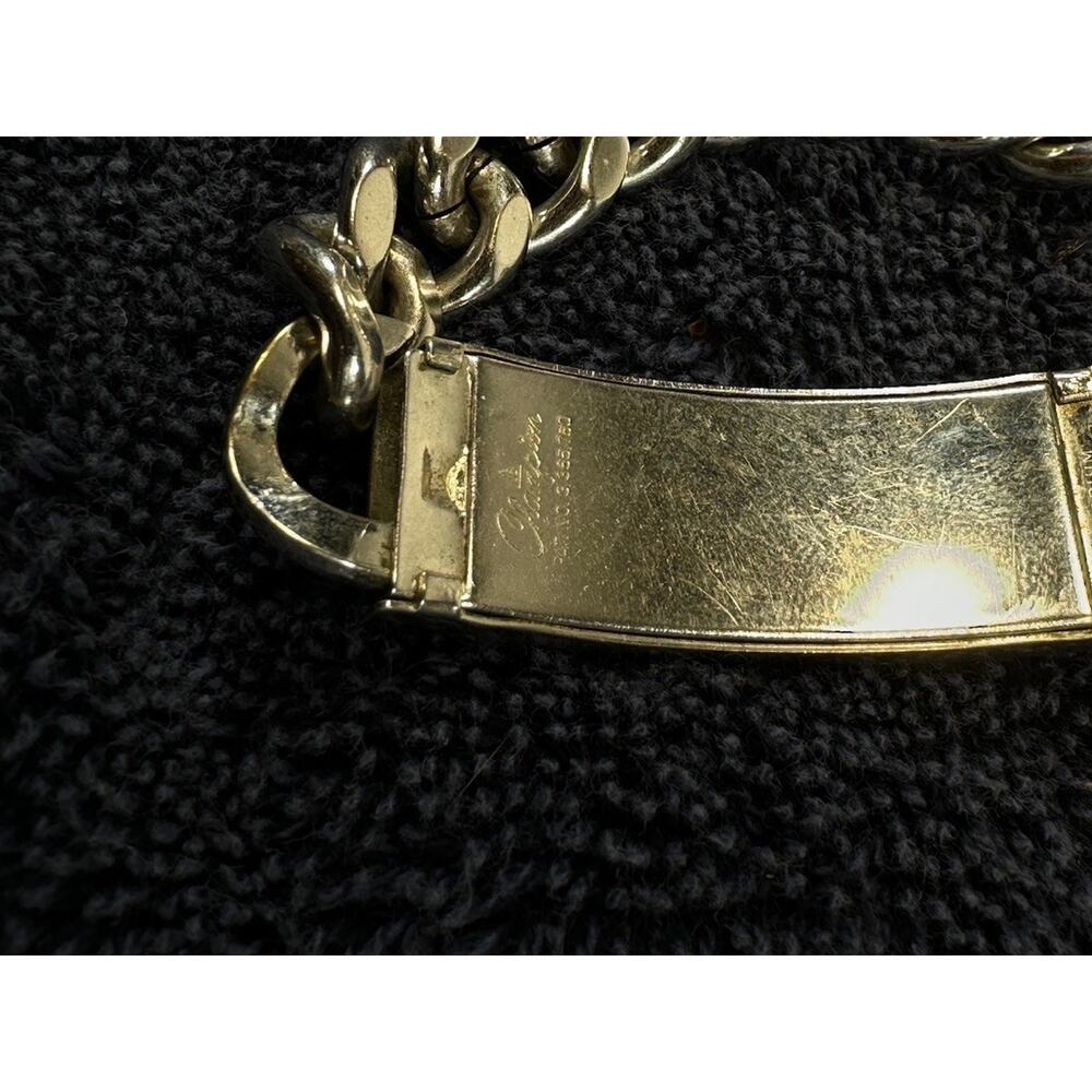 Vintage Champs ID Bracelet Rhodium Plate Cuban Chain Mens 7.5" - Picture 5 of 8